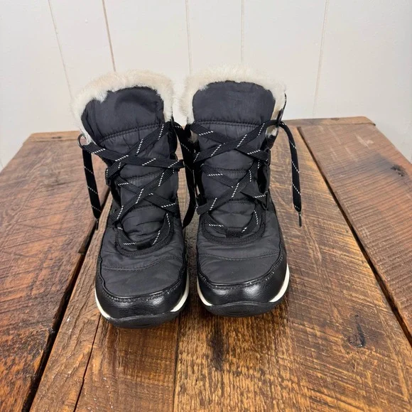 Sorel Whitney Women’s Waterproof Black Winter Boots Faux Fur Lined Size 8 - Picture 2 of 12